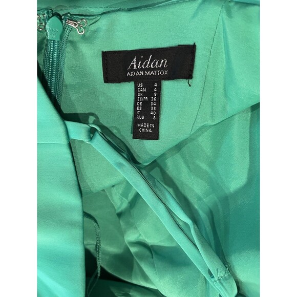 Aidan Mattox women Cowl Neck Satin Knit Long Column Gown size 4 Flora Green $220 - Picture 8 of 10